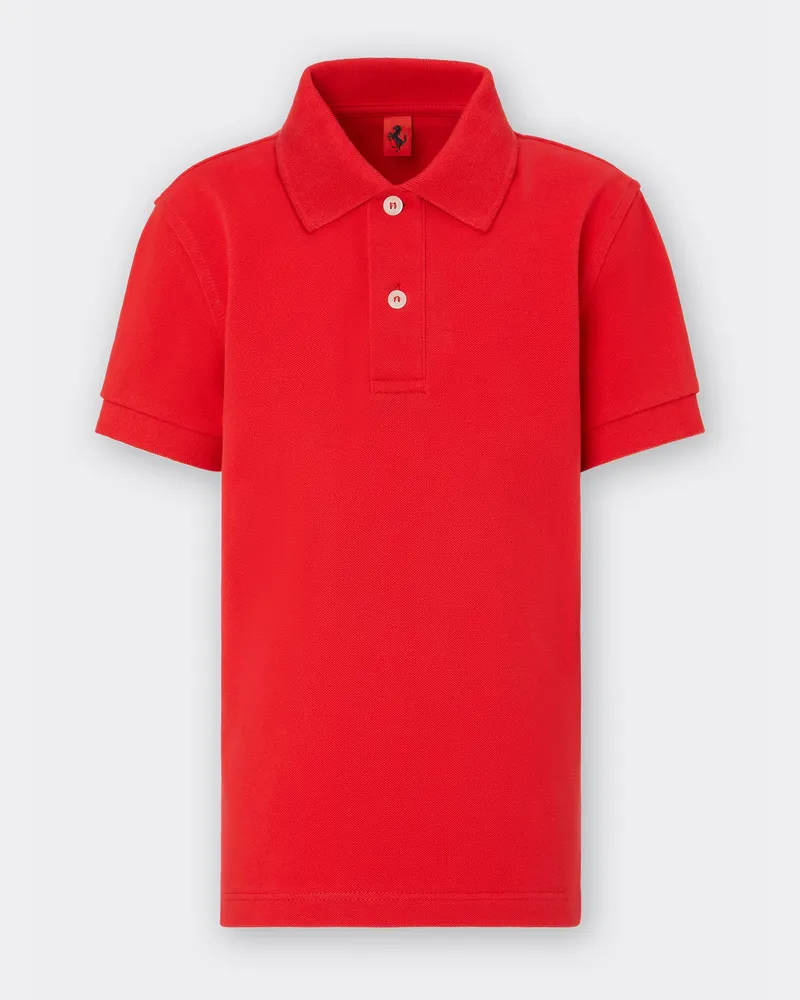 Ferrari Poloshirt Für Jungen Aus Pikee Aus Bio-baumwolle - Male Poloshirts Rosso Corsa Rosso