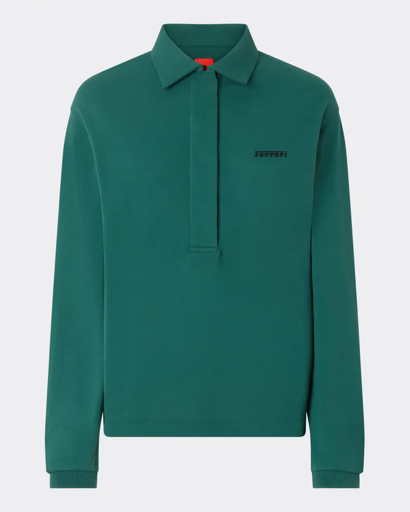 Ferrari Langärmeliges Poloshirt Mit Ferrari-logo - Female Poloshirts Ficusgrün Ficusgrün