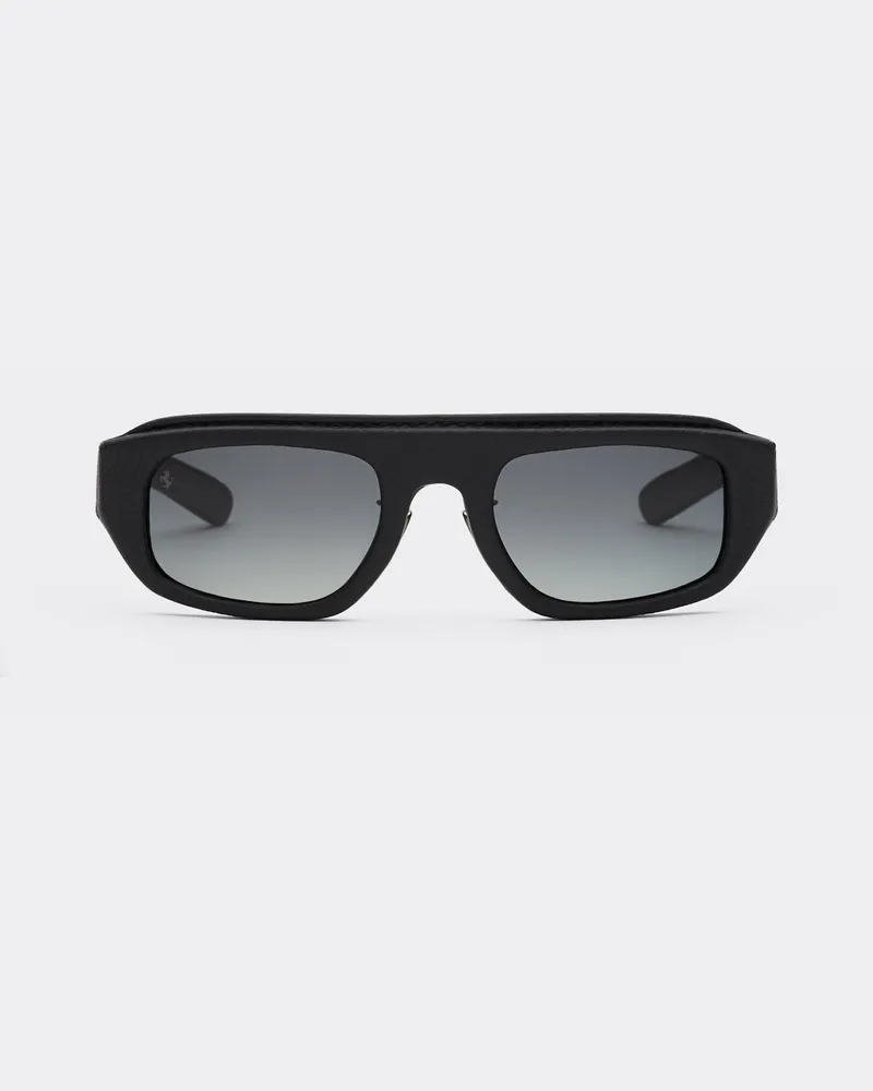 Ferrari Schwarze Ferrari-sonnenbrille Aus Acetat Und Leder Mit Grau Getönten, Polarisierten Gläsern -  Sonnenbrillen Schwarz Schwarz