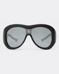 Ferrari Ferrari Limited Edition Sonnenbrille Mit Bezug Aus Schwarzem Leder Und Schwarz Verspiegeltem Glas -  Sonnenbrillen Runway Schwarz Schwarz