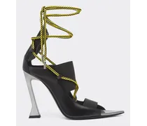 Sandale Aus Leder Mit Überkreuzten Schnürsenkeln - Female Hochhackige Schuhe Schwarz