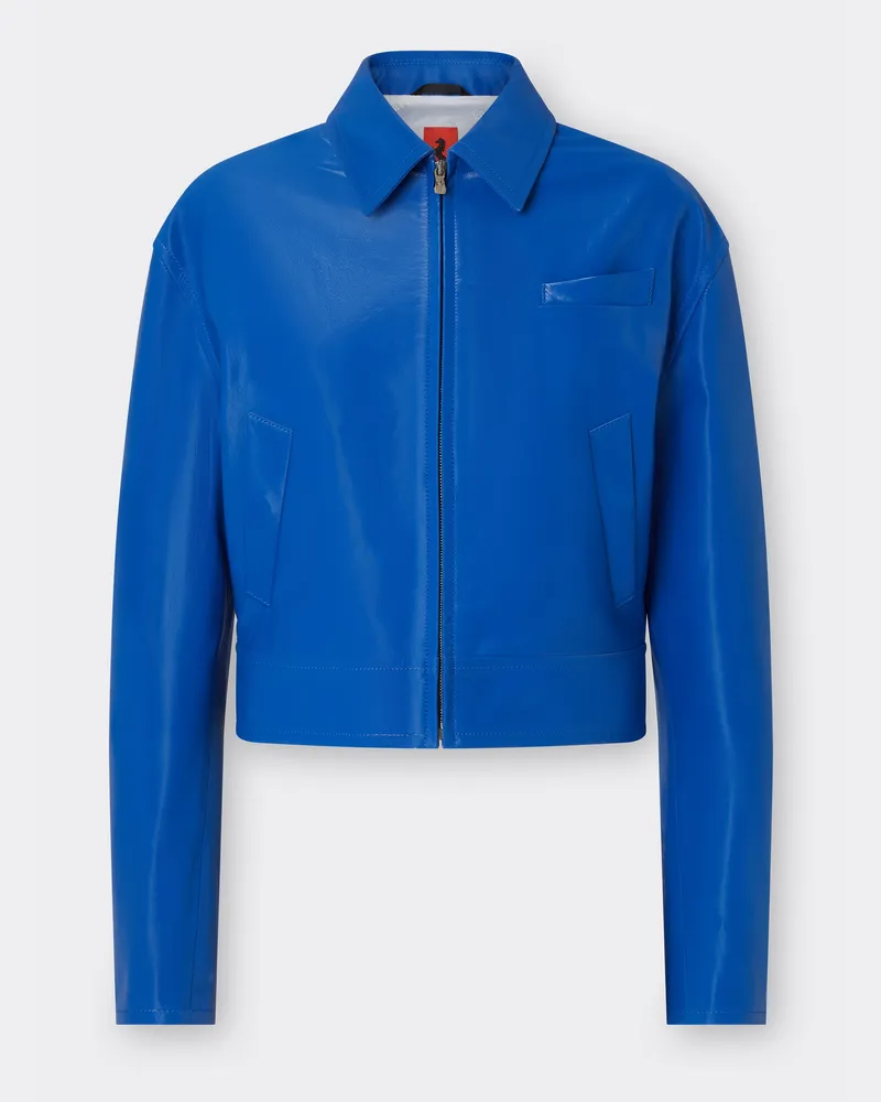 Ferrari Bomberjacke Aus Flüssigem Leder - Female Jacken Kleinblau Kleinblau