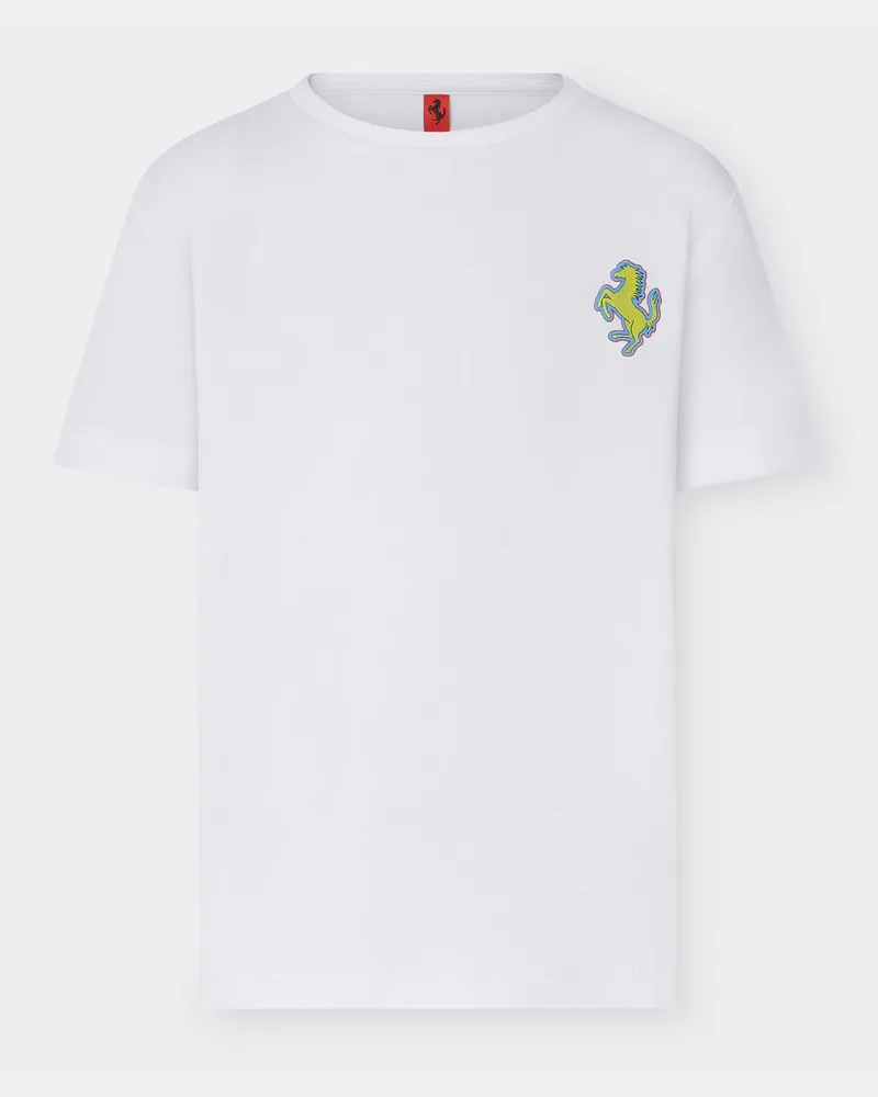 Ferrari T-shirt Mit „cavallino Rampante“-aufnäher -  T-shirts Optisch Weiß Optisch