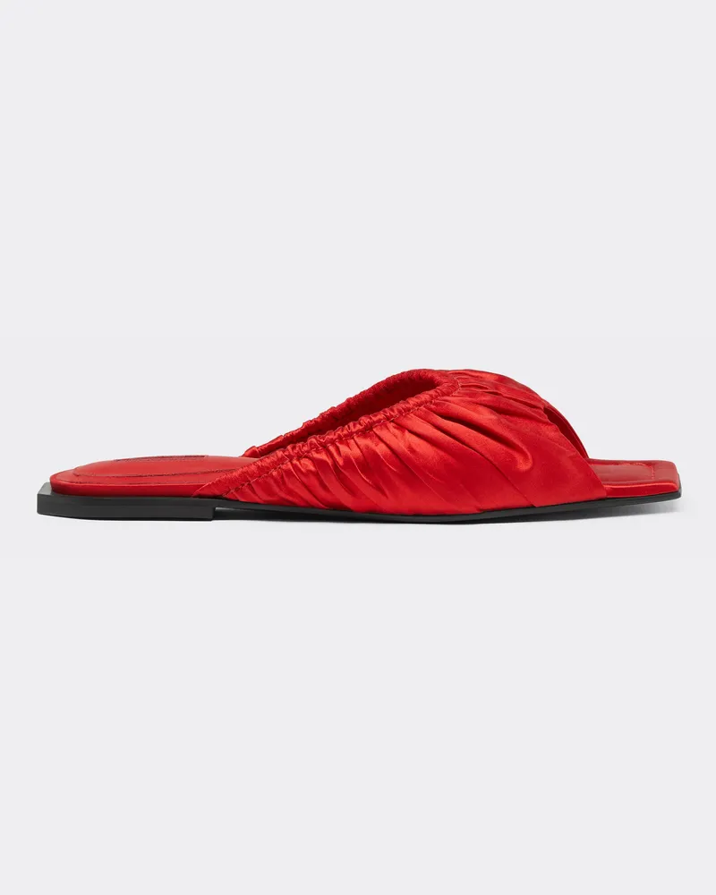 Ferrari Satinschieber Mit Rüschenmotiv - Female Pantoletten & Sandalen Rosso Dino Rosso