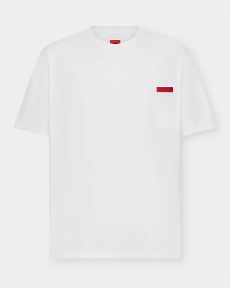 Ferrari Baumwoll-t-shirt Mit Tasche - Male T-shirts Optisch Weiß Optisch