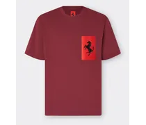 T-shirt Aus Baumwolle Mit Tasche Mit Cavallino Rampante - Male T-shirts Bordeaux