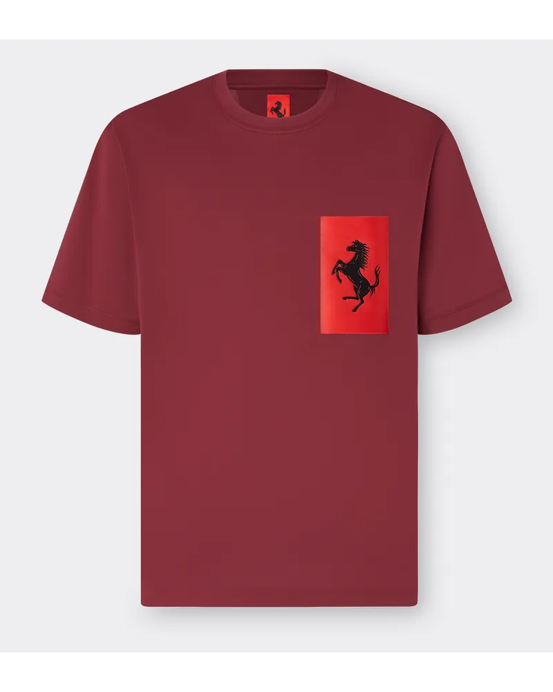 Ferrari T-shirt Aus Baumwolle Mit Tasche Mit Cavallino Rampante - Male T-shirts Bordeaux Bordeaux