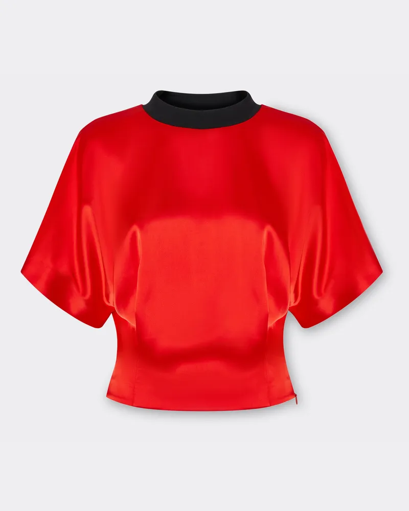 Ferrari Stretch-t-shirt Aus Satin-twill - Female T-shirts Schwarz Schwarz