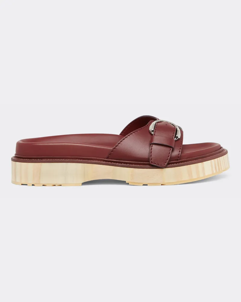 Ferrari Lederschieber Mit Holzsohle - Male Pantoletten & Sandalen Rot Maison Rot