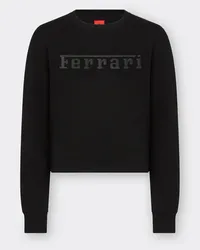 Ferrari Pullover Mit Ferrari-maxi-schriftzug In Kontrastoptik - Female Pullover & Strickwaren Schwarz Schwarz