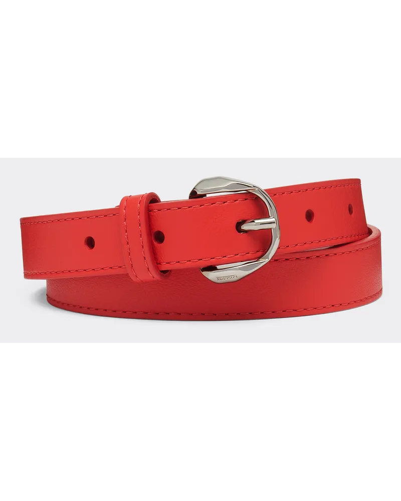 Ferrari Schmaler Gürtel Aus Leder Mit „cavallino Rampante“-emblem - Female Gürtel Rosso Corsa Rosso