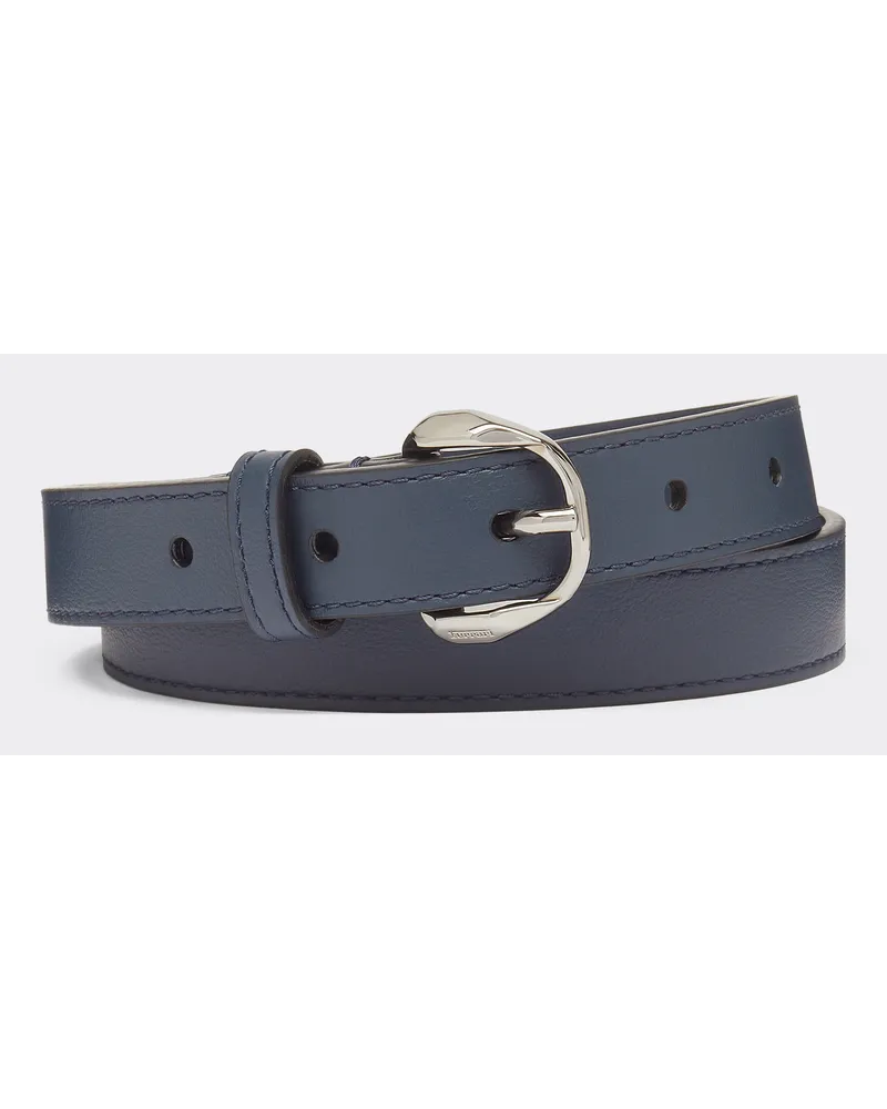 Ferrari Schmaler Gürtel Aus Leder Mit „cavallino Rampante“-emblem - Female Gürtel Navy Navy