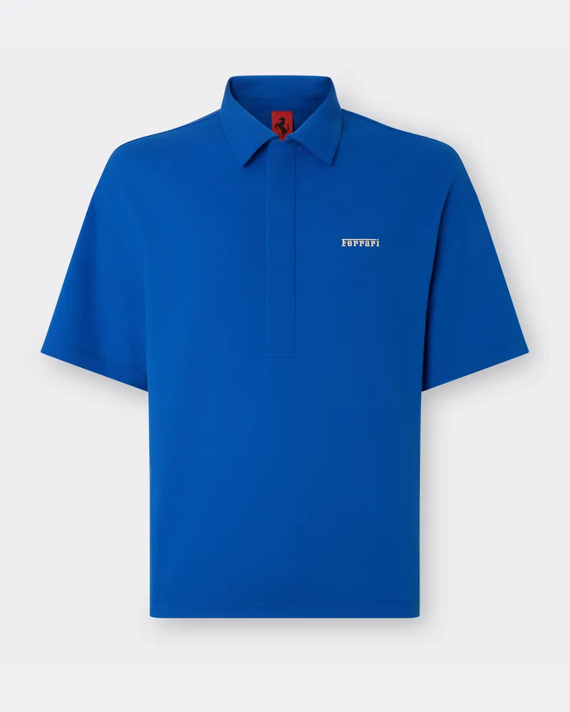 Ferrari Poloshirt Aus Bio-baumwolle Mit Ferrari-logo - Male Poloshirts Kleinblau Kleinblau