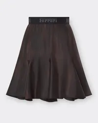 Ferrari Kurzer Rock Aus Seide Mit Brushed-print - Female Röcke Dark Brown Dark