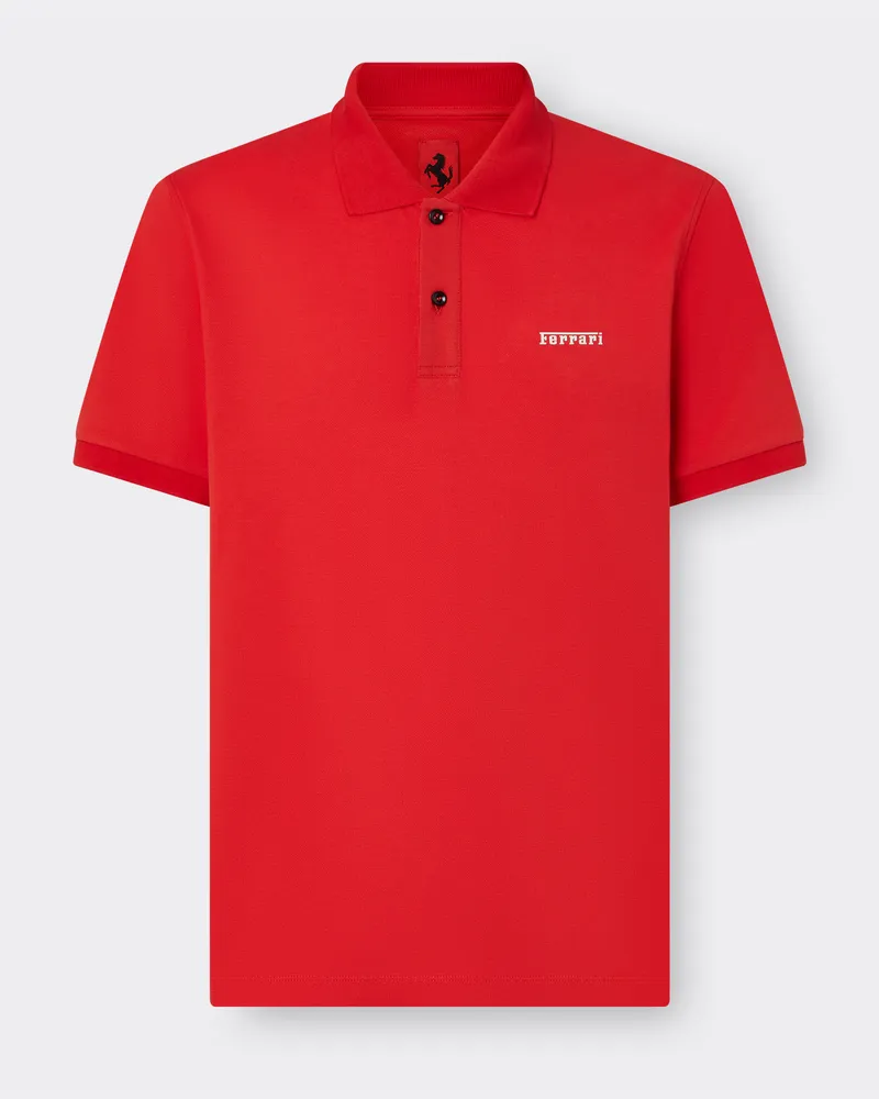 Ferrari Poloshirt Aus Baumwolle Mit Ferrari-logo - Male Poloshirts Rosso Dino Rosso