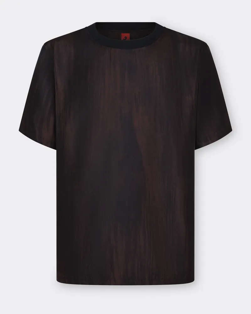 Ferrari T-shirt Aus Seide Mit Brushed-print - Male T-shirts Dark Brown Dark