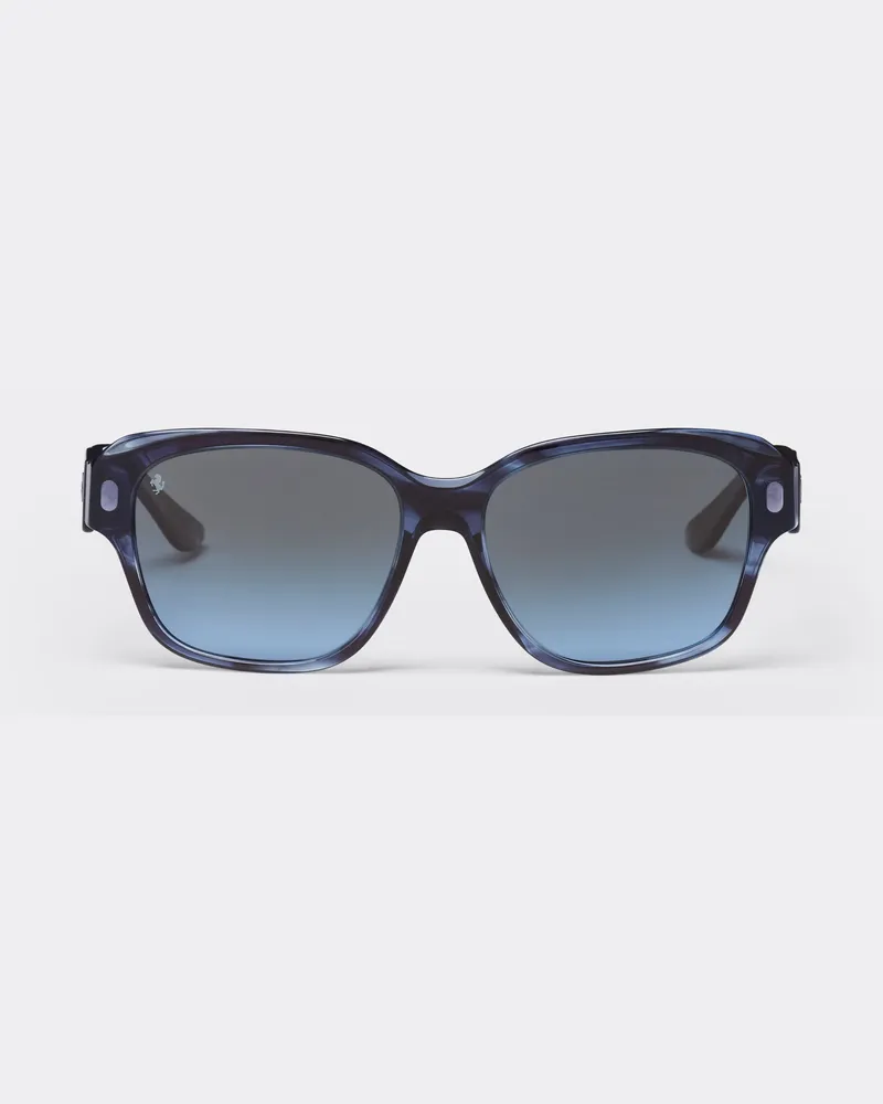 Ferrari Sonnenbrille Ferrari Aus Gestreiftem Blauem Acetat Mit Polarisierten Blauen Verlaufsgläsern -  Ferrari Collection Blu Scozia Blu