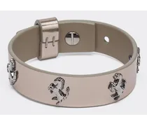 Armband Aus Metallic-leder Mit Nieten -  Armbänder Silber