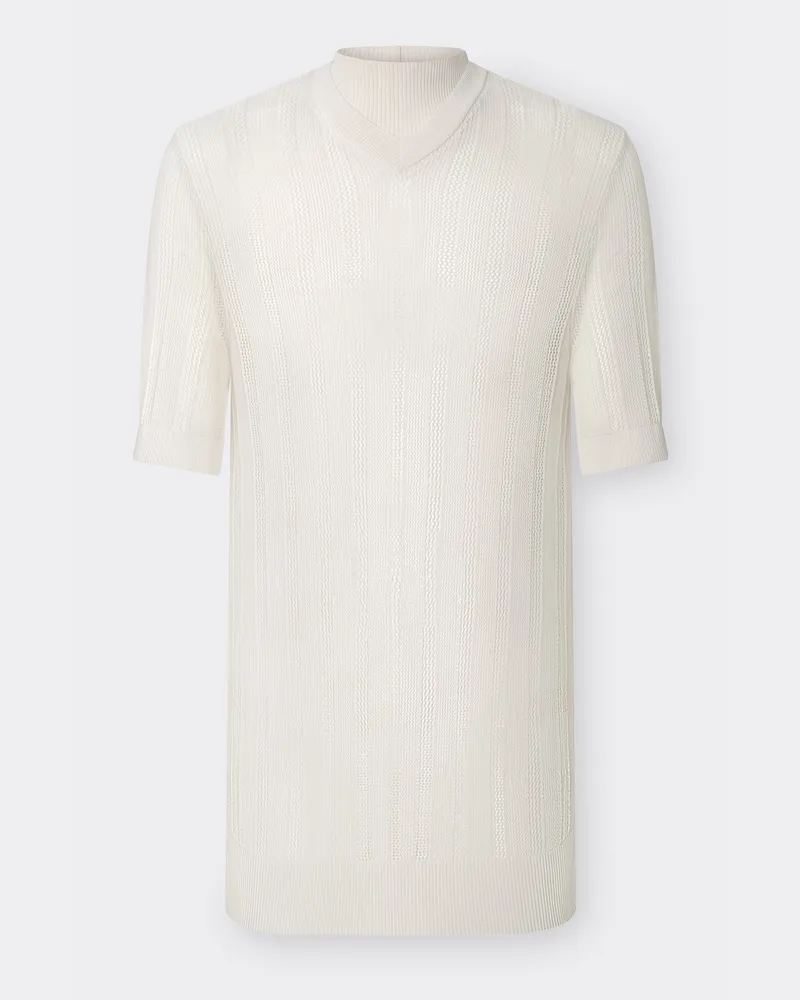 Ferrari T-shirt Mit Hohem Halsausschnitt Aus Perforiertem Q-cycle®-gewebe - Male  Ecru Ecru