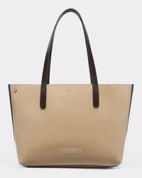 Ferrari Horizontale Tote Bag Aus Beschichtetem Leinen Und Leder -  Shopping-taschen Ebenholz Ebenholz