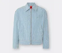 Ausgefranste Und Gebleichte Jeansjacke - Male Jacken & Outerwear Heller Denim
