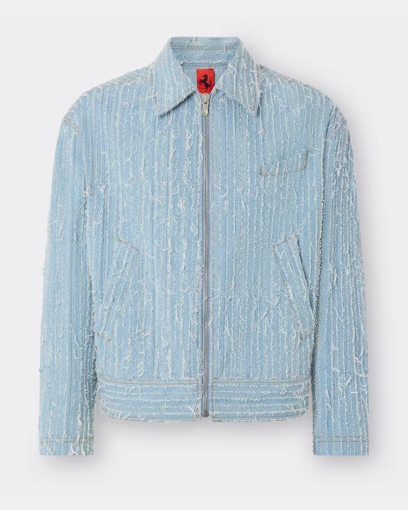 Ferrari Ausgefranste Und Gebleichte Jeansjacke - Male Jacken & Outerwear Heller Denim Heller