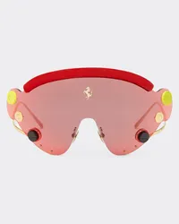 Ferrari Ferrari Limited Edition Sonnenbrille Aus Rotem Und Goldfarbenem Metall Mit Rot Verspiegeltem Shield -  Sonnenbrillen Runway Rot Rot