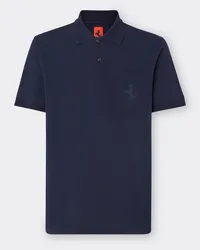 Ferrari Poloshirt Aus Baumwollpikee Mit Cavallino Rampante - Male Poloshirts Navy Navy