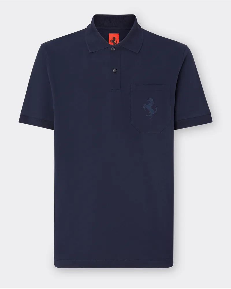 Ferrari Poloshirt Mit Aufnäher Mit Tänzelndem Pferd - Male Poloshirts Navy Navy
