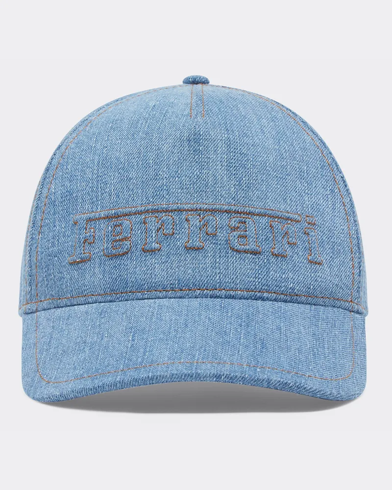 Ferrari Baseballkappe Aus Denim Mit Ferrari-logo -  Mützen Heller Denim Heller