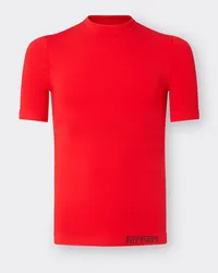 Ferrari Kurzärmeliger Pullover Aus Technischem Garn - Male T-shirts Rosso Dino Rosso