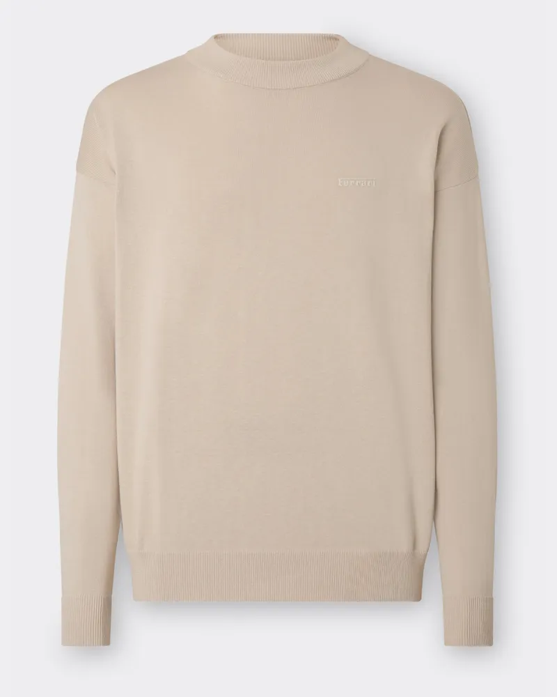 Ferrari Langärmliges Hemd Aus Baumwolle Und Seide - Male Pullover & Strickwaren Ecru Ecru