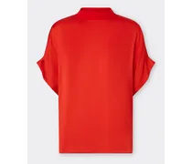 Seiden-t-shirt Mit Hohem Kragen In Kontrastfarbe - Female T-shirts Rosso Dino