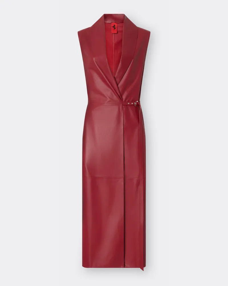 Ferrari Drapiertes Langes Kleid Aus Nappa - Female Kleider Rot Maison Rot