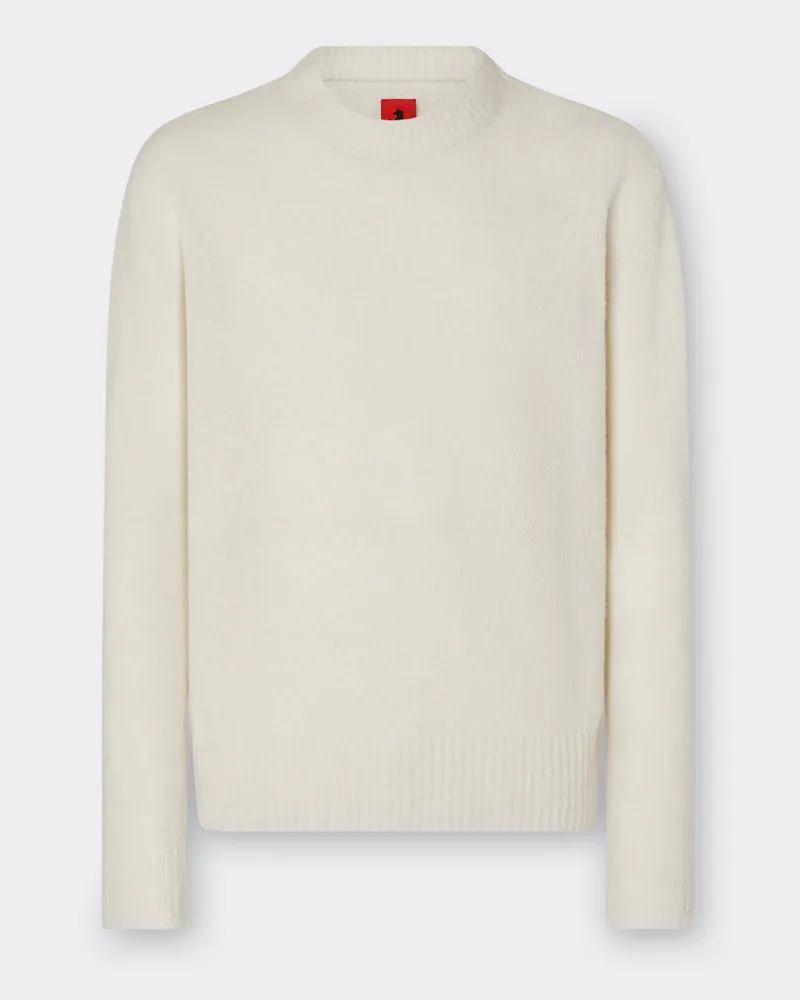 Ferrari Rundhalspullover Aus Kaschmir Und Merinowolle - Male Pullover & Strickwaren Elfenbein Elfenbein