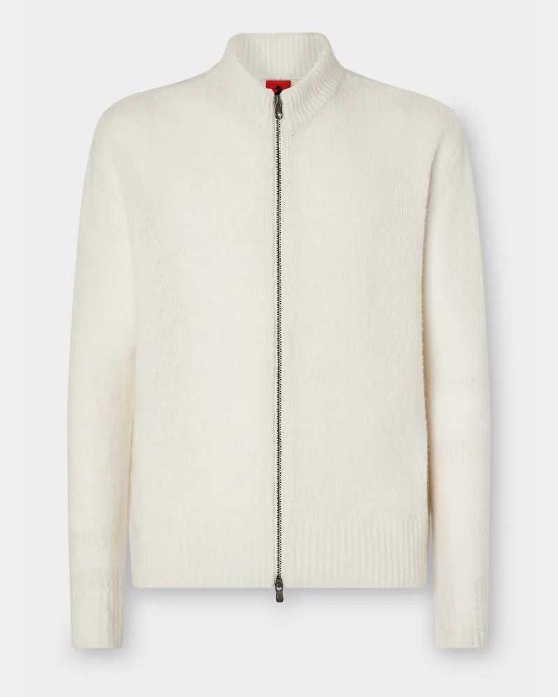 Ferrari Strickjacke Mit Reißverschluss Aus Kaschmir Und Merinowolle - Male Pullover & Strickwaren Elfenbein Elfenbein
