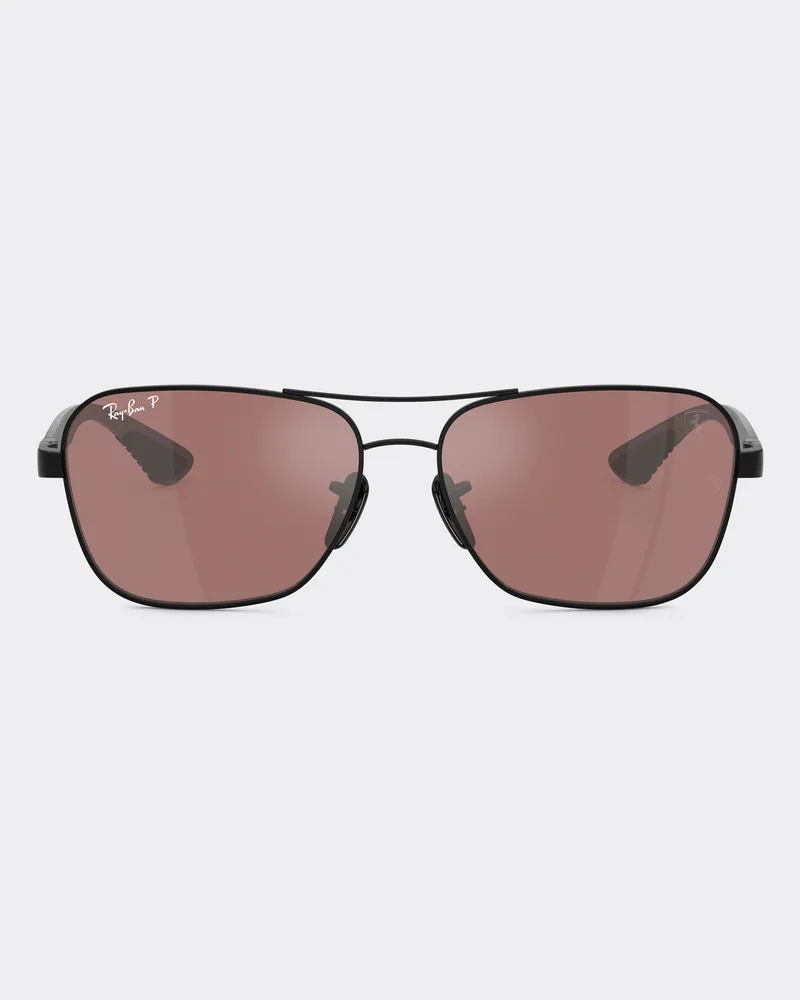 Ferrari Ray-ban Für Scuderia Ferrari Rb8336m Aus Schwarzem Metall Und Dunkler Karbonfaser Mit Silberfarbenen, Verspiegelten Und Polarisierten Gläsern -  Sonnenbrillen Schwarz Schwarz