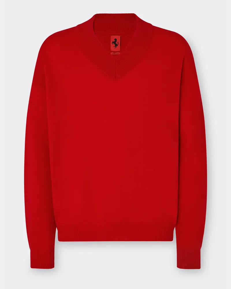 Ferrari Kaschmir-pullover Mit V-ausschnitt - Male Pullover & Strickwaren Schwarz Schwarz