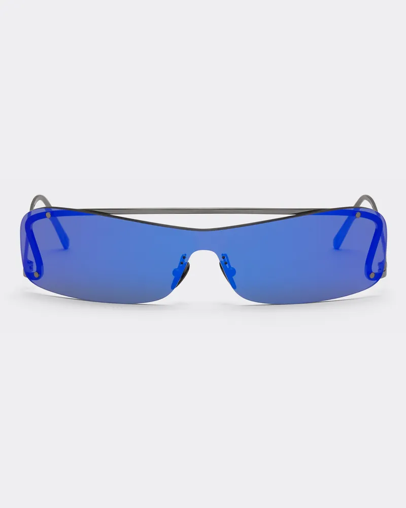 Ferrari Ferrari Sonnenbrille Mit Dunkelgrauen, Blau Verspiegelten Gläsern -  Sonnenbrillen Runway Silber Silber