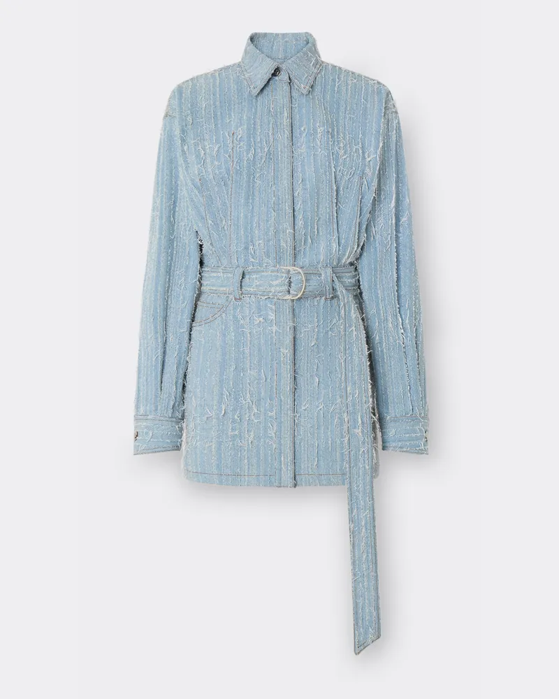 Ferrari Ausgefranstes Und Gebleichtes Denim-minikleid - Female Kleider Heller Denim Heller