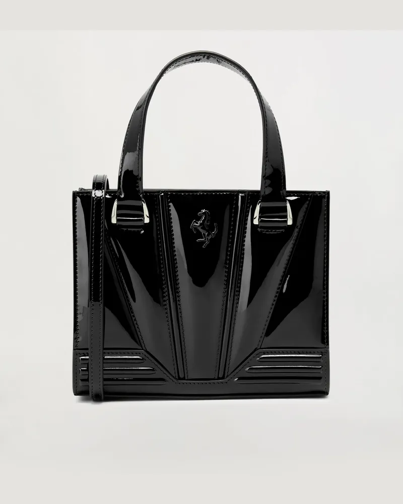 Ferrari Mini-tote Bag Ferrari Gt Bag Aus Glänzendem Lackleder Mit Cavallino Rampante -  Handtaschen Schwarz Schwarz