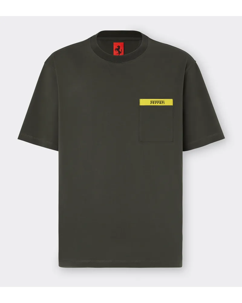 Ferrari T-shirt Aus Baumwolle Mit Kontrastierendem Detail - Male T-shirts Military-grün Military-grün