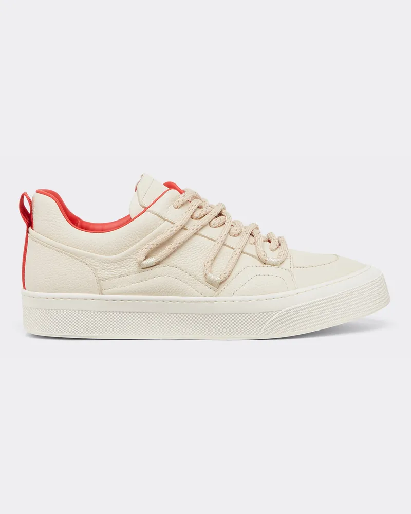 Ferrari Trainer Aus Genarbtem Leder - Male Sneaker Ecru Ecru