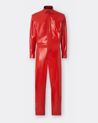 Ferrari Leder-overall Mit Spiegeleffekt -  Overalls Rosso Dino Rosso