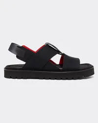 Ferrari Sandale Aus Leder Und Elastischem Strick - Male Pantoletten & Sandalen Schwarz Schwarz