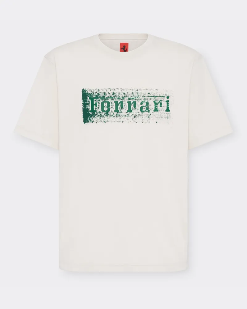 Ferrari T-shirt Mit Ferrari-logo-grafik - Male T-shirts Ecru Ecru