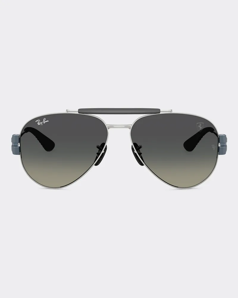 Ferrari Ray-ban Für Scuderia Ferrari Rb3762m In Silber Und Mattblauem Metall Mit Grauen Verlaufsgläsern -  Sonnenbrillen Silber Silber