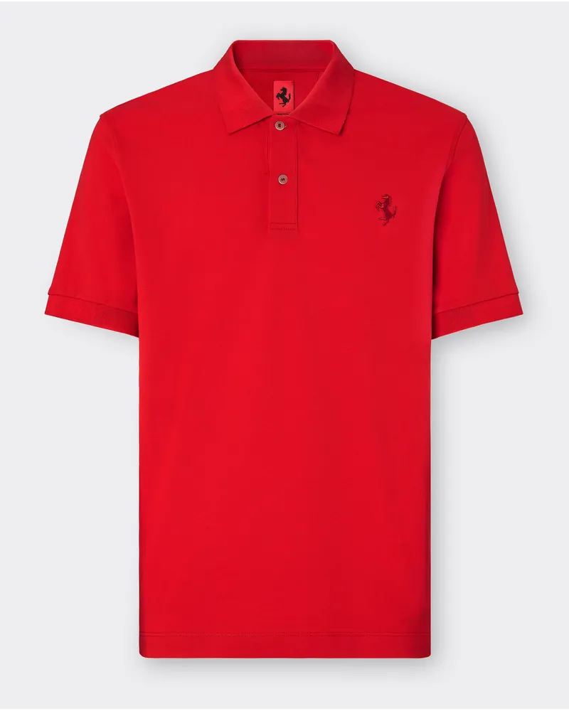 Ferrari Einfarbiges Poloshirt Aus Baumwollpikee - Male Poloshirts Rosso Corsa Rosso