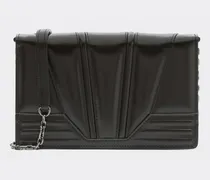 Ferrari Gt Brieftasche Aus Gebürstetem Leder Mit Kette - Female Mini-taschen Dunkelbraun