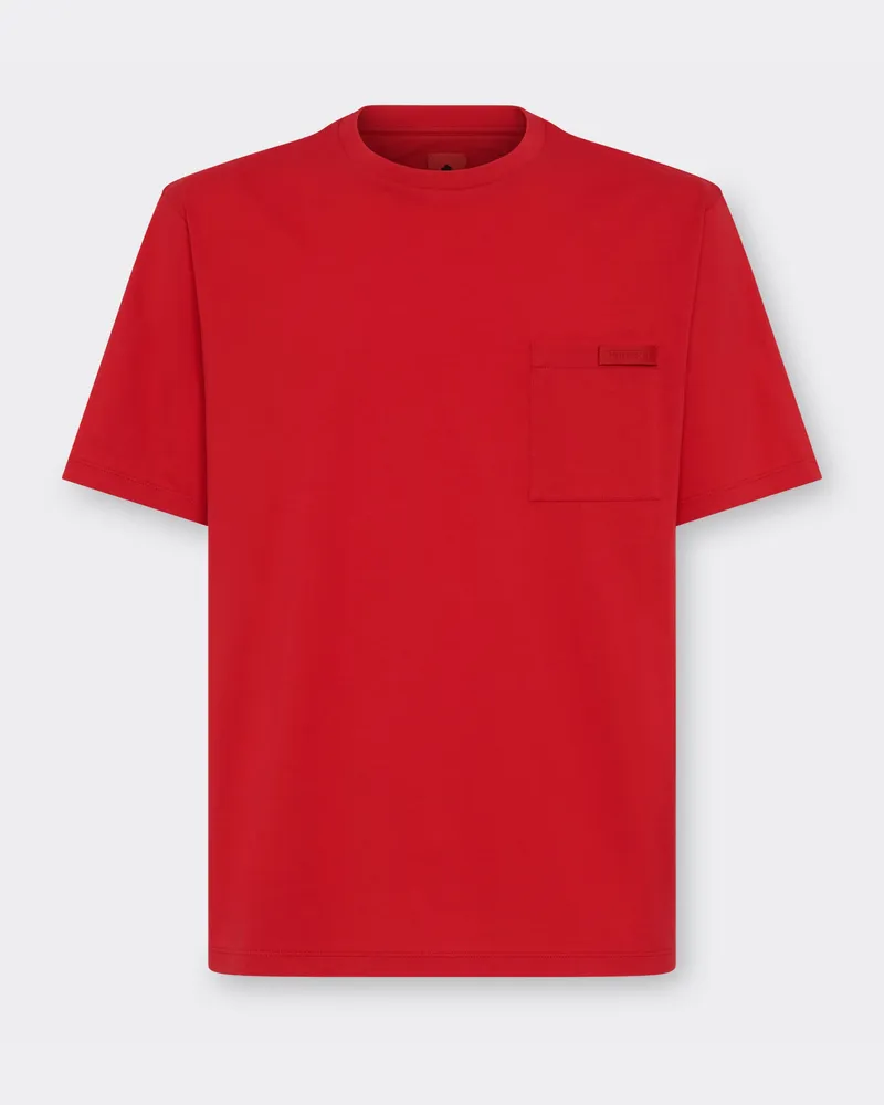 Ferrari Baumwoll-t-shirt Mit Tasche - Male T-shirts Rosso Corsa Rosso